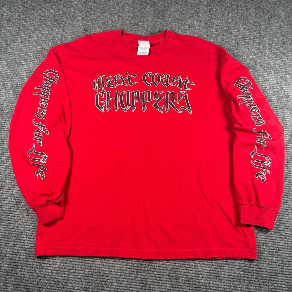 West Coast Choppers Long Sleeve Shirt Mens 2XL Red AAA Tag Choppers For Life USA